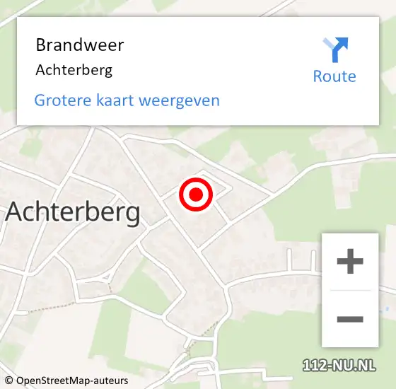 Locatie op kaart van de 112 melding: Brandweer Achterberg op 9 juli 2014 01:46
