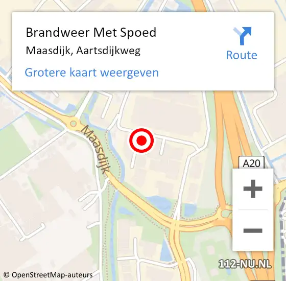 Locatie op kaart van de 112 melding: Brandweer Met Spoed Naar Maasdijk, Aartsdijkweg op 20 februari 2022 16:55