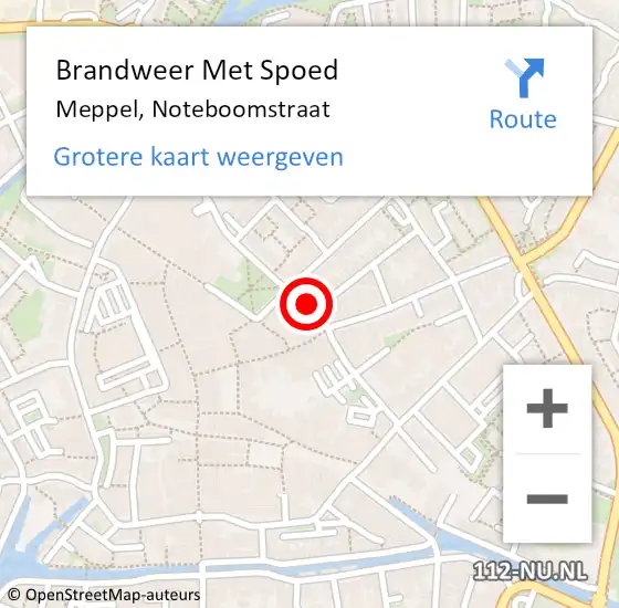 Locatie op kaart van de 112 melding: Brandweer Met Spoed Naar Meppel, Noteboomstraat op 20 februari 2022 17:01