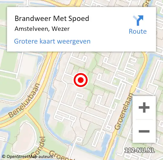 Locatie op kaart van de 112 melding: Brandweer Met Spoed Naar Amstelveen, Wezer op 20 februari 2022 17:13