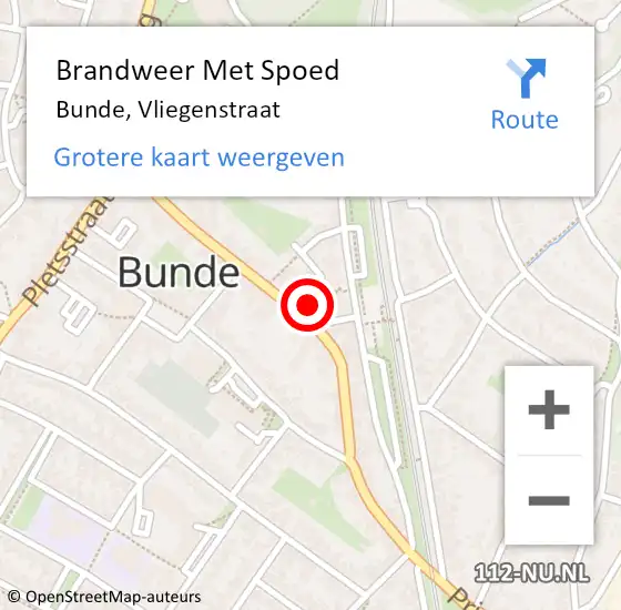 Locatie op kaart van de 112 melding: Brandweer Met Spoed Naar Bunde, Vliegenstraat op 20 februari 2022 17:24