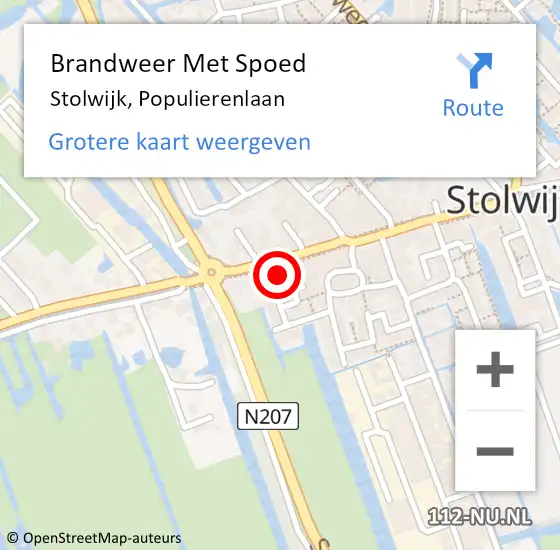 Locatie op kaart van de 112 melding: Brandweer Met Spoed Naar Stolwijk, Populierenlaan op 20 februari 2022 17:32