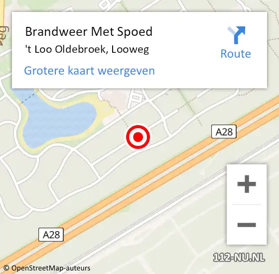 Locatie op kaart van de 112 melding: Brandweer Met Spoed Naar 't Loo Oldebroek, Looweg op 20 februari 2022 17:34