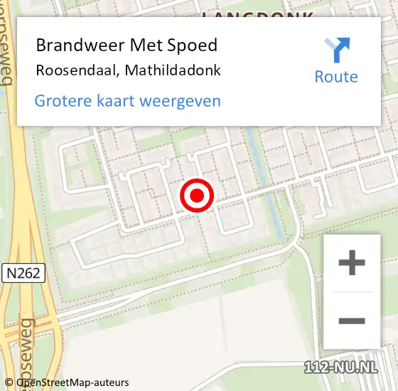 Locatie op kaart van de 112 melding: Brandweer Met Spoed Naar Roosendaal, Mathildadonk op 20 februari 2022 17:39