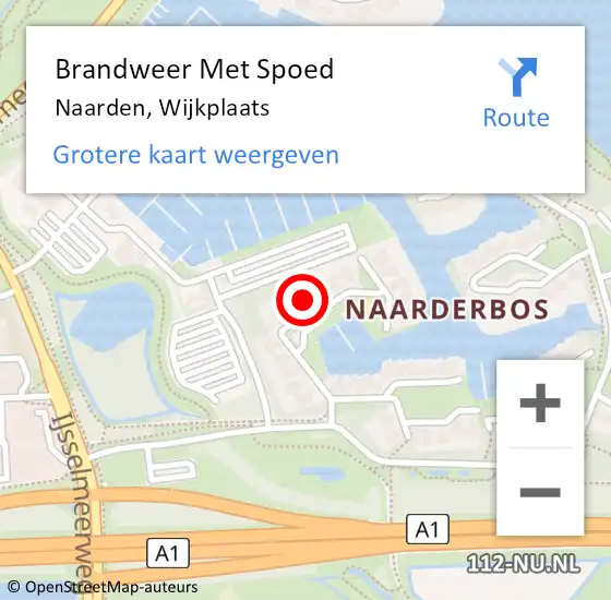 Locatie op kaart van de 112 melding: Brandweer Met Spoed Naar Naarden, Wijkplaats op 20 februari 2022 17:39