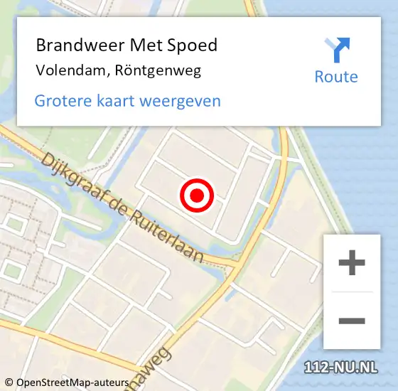 Locatie op kaart van de 112 melding: Brandweer Met Spoed Naar Volendam, Röntgenweg op 20 februari 2022 17:42