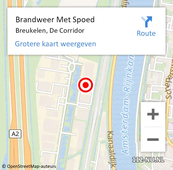 Locatie op kaart van de 112 melding: Brandweer Met Spoed Naar Breukelen, De Corridor op 20 februari 2022 17:56