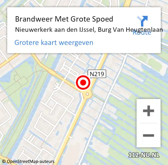 Locatie op kaart van de 112 melding: Brandweer Met Grote Spoed Naar Nieuwerkerk aan den IJssel, Burg Van Heugtenlaan op 20 februari 2022 18:00