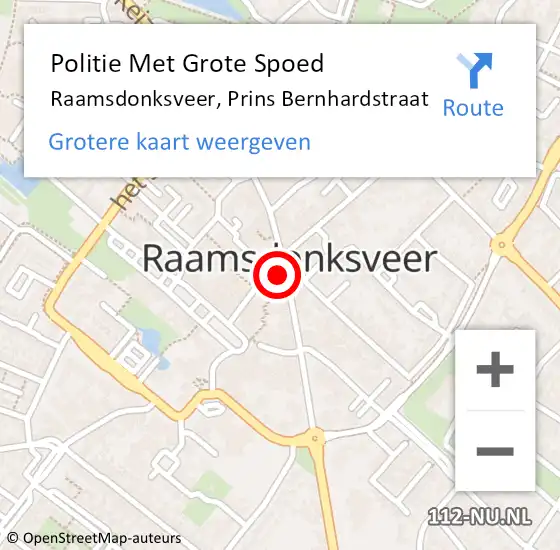 Locatie op kaart van de 112 melding: Politie Met Grote Spoed Naar Raamsdonksveer, Prins Bernhardstraat op 20 februari 2022 18:07