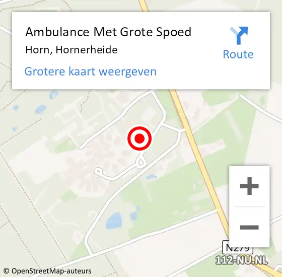 Locatie op kaart van de 112 melding: Ambulance Met Grote Spoed Naar Horn, Hornerheide op 20 februari 2022 18:07