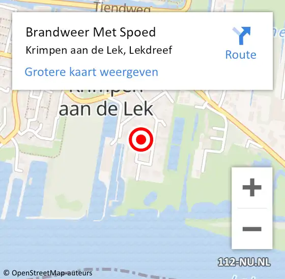 Locatie op kaart van de 112 melding: Brandweer Met Spoed Naar Krimpen aan de Lek, Lekdreef op 20 februari 2022 18:16