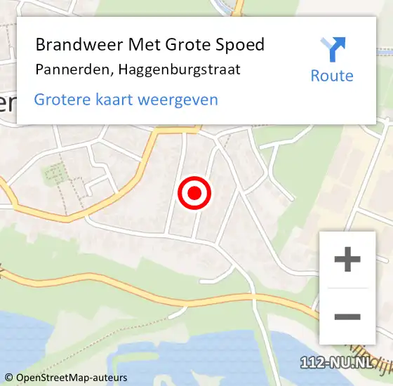 Locatie op kaart van de 112 melding: Brandweer Met Grote Spoed Naar Pannerden, Haggenburgstraat op 20 februari 2022 18:27