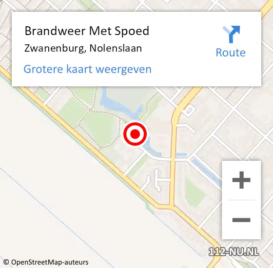 Locatie op kaart van de 112 melding: Brandweer Met Spoed Naar Zwanenburg, Nolenslaan op 20 februari 2022 18:34