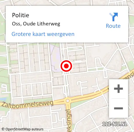 Locatie op kaart van de 112 melding: Politie Oss, Oude Litherweg op 20 februari 2022 18:39