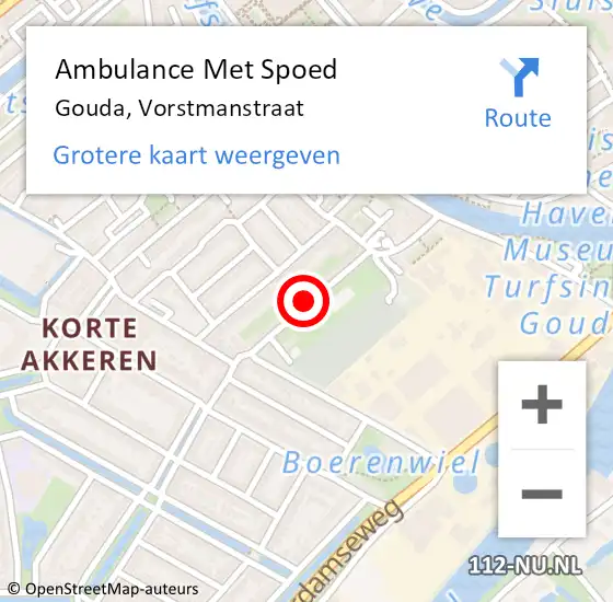 Locatie op kaart van de 112 melding: Ambulance Met Spoed Naar Gouda, Vorstmanstraat op 20 februari 2022 18:46