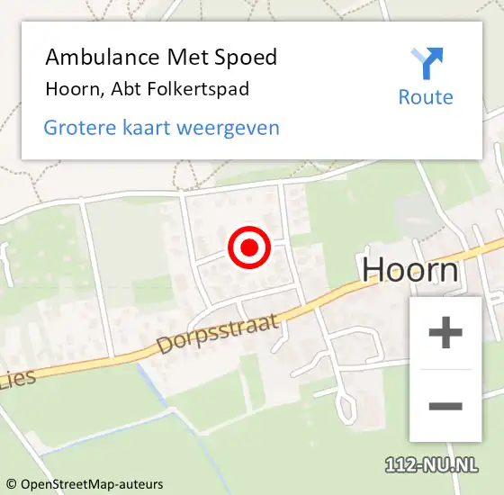 Locatie op kaart van de 112 melding: Ambulance Met Spoed Naar Hoorn, Abt Folkertspad op 9 juli 2014 02:35