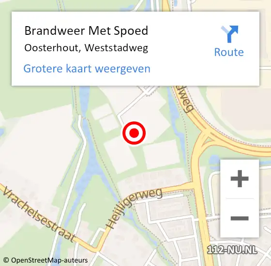 Locatie op kaart van de 112 melding: Brandweer Met Spoed Naar Oosterhout, Weststadweg op 20 februari 2022 18:53