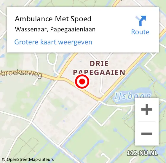 Locatie op kaart van de 112 melding: Ambulance Met Spoed Naar Wassenaar, Papegaaienlaan op 20 februari 2022 18:55