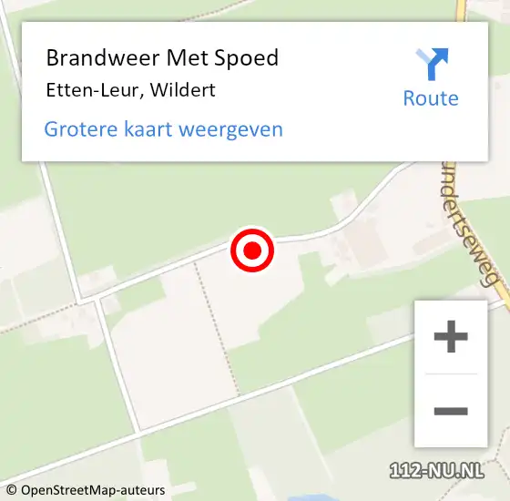 Locatie op kaart van de 112 melding: Brandweer Met Spoed Naar Etten-Leur, Wildert op 20 februari 2022 18:55