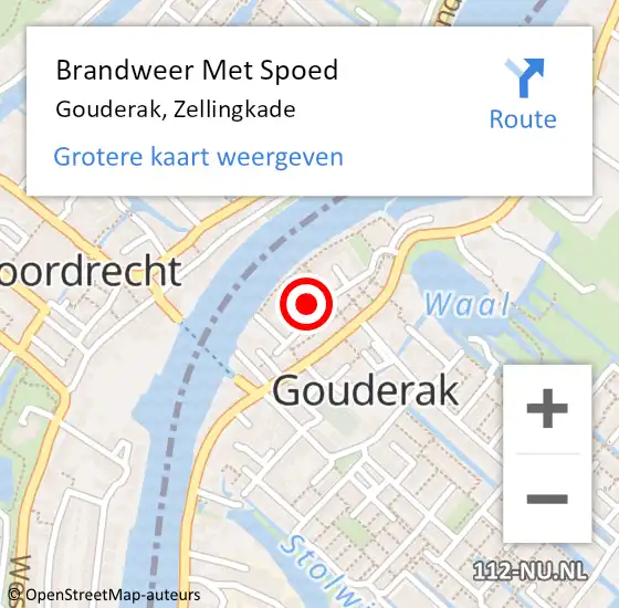 Locatie op kaart van de 112 melding: Brandweer Met Spoed Naar Gouderak, Zellingkade op 20 februari 2022 19:01