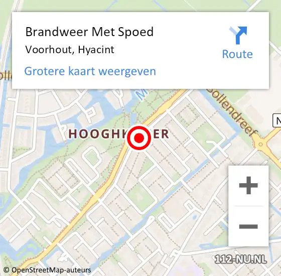 Locatie op kaart van de 112 melding: Brandweer Met Spoed Naar Voorhout, Hyacint op 20 februari 2022 19:03