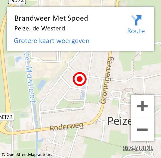 Locatie op kaart van de 112 melding: Brandweer Met Spoed Naar Peize, de Westerd op 20 februari 2022 19:16