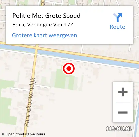 Locatie op kaart van de 112 melding: Politie Met Grote Spoed Naar Erica, Verlengde Vaart ZZ op 20 februari 2022 19:20