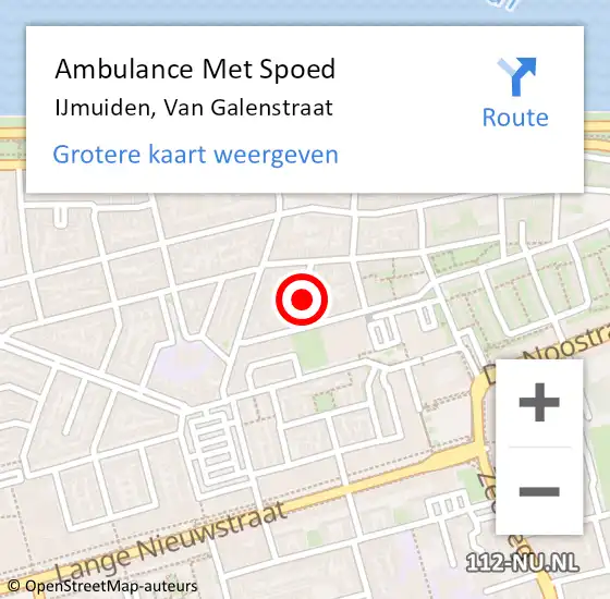 Locatie op kaart van de 112 melding: Ambulance Met Spoed Naar IJmuiden, Van Galenstraat op 20 februari 2022 19:29