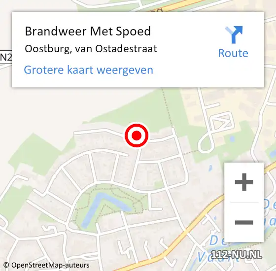 Locatie op kaart van de 112 melding: Brandweer Met Spoed Naar Oostburg, van Ostadestraat op 20 februari 2022 19:31