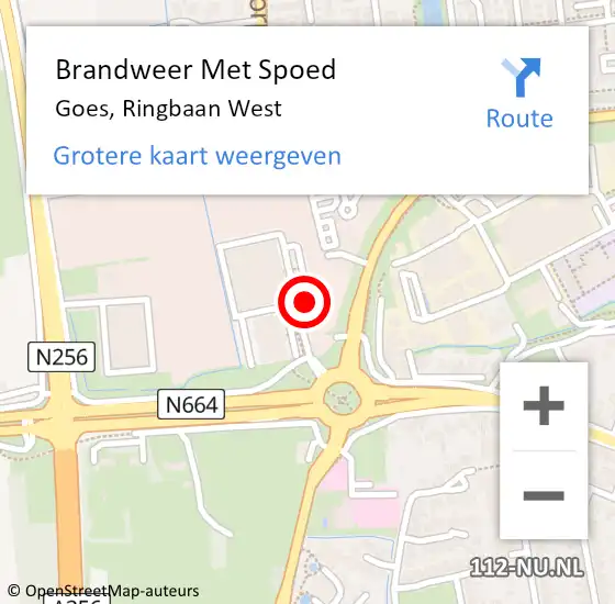 Locatie op kaart van de 112 melding: Brandweer Met Spoed Naar Goes, Ringbaan West op 20 februari 2022 19:47