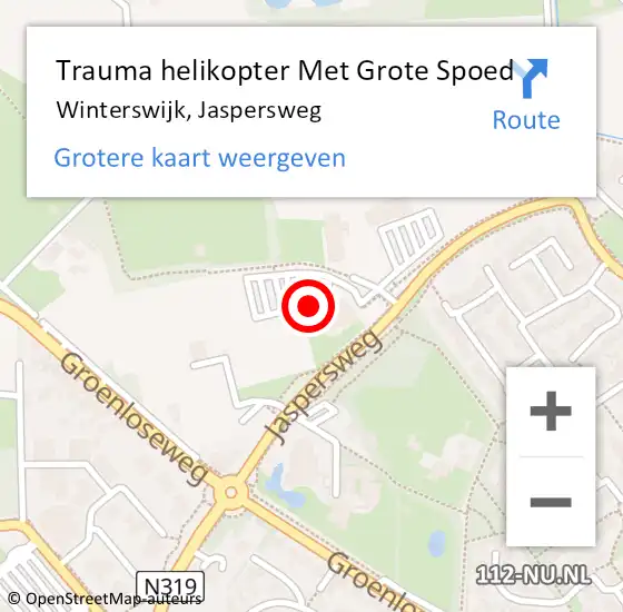 Locatie op kaart van de 112 melding: Trauma helikopter Met Grote Spoed Naar Winterswijk, Jaspersweg op 20 februari 2022 19:47
