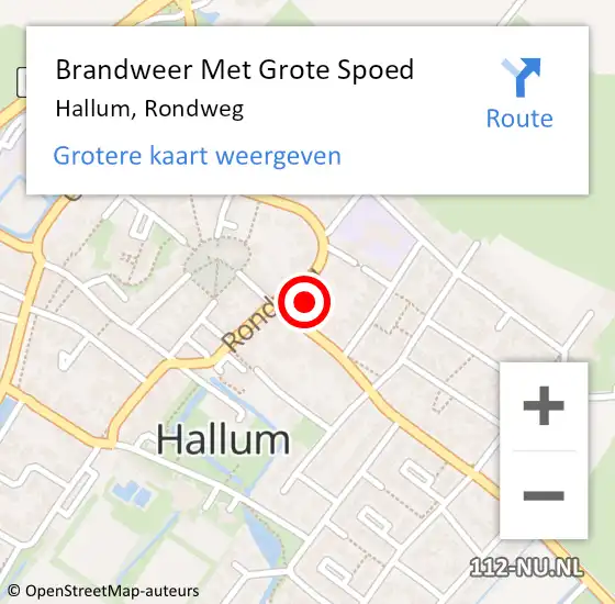 Locatie op kaart van de 112 melding: Brandweer Met Grote Spoed Naar Hallum, Rondweg op 20 februari 2022 19:50