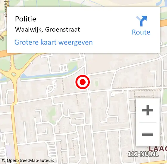 Locatie op kaart van de 112 melding: Politie Waalwijk, Groenstraat op 20 februari 2022 19:56