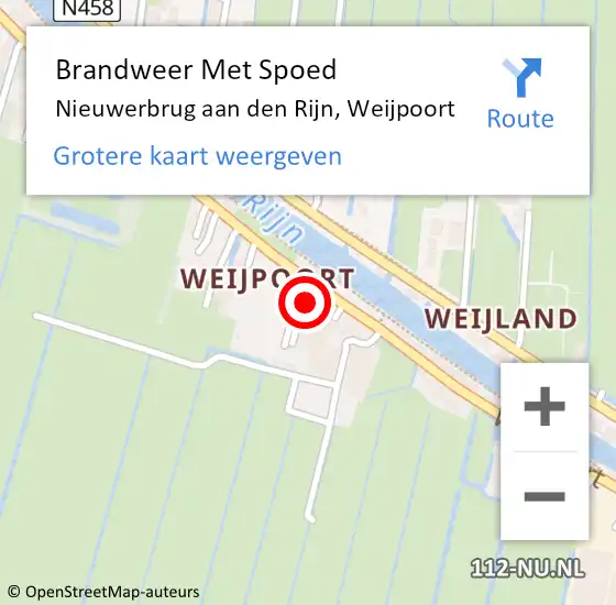 Locatie op kaart van de 112 melding: Brandweer Met Spoed Naar Nieuwerbrug, Weijpoort op 20 februari 2022 20:03