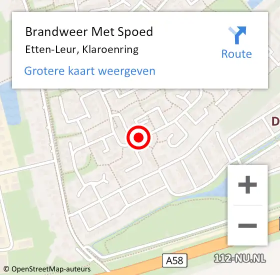 Locatie op kaart van de 112 melding: Brandweer Met Spoed Naar Etten-Leur, Klaroenring op 20 februari 2022 20:04