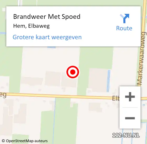 Locatie op kaart van de 112 melding: Brandweer Met Spoed Naar Hem, Elbaweg op 20 februari 2022 20:07