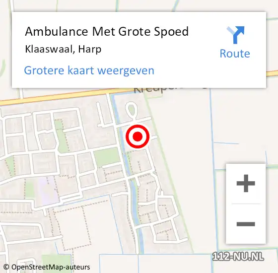 Locatie op kaart van de 112 melding: Ambulance Met Grote Spoed Naar Klaaswaal, Harp op 20 februari 2022 20:07