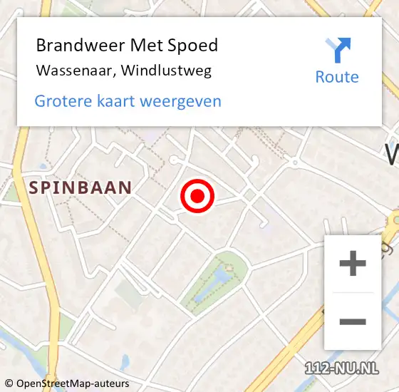 Locatie op kaart van de 112 melding: Brandweer Met Spoed Naar Wassenaar, Windlustweg op 20 februari 2022 20:09