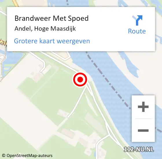 Locatie op kaart van de 112 melding: Brandweer Met Spoed Naar Andel, Hoge Maasdijk op 20 februari 2022 20:14