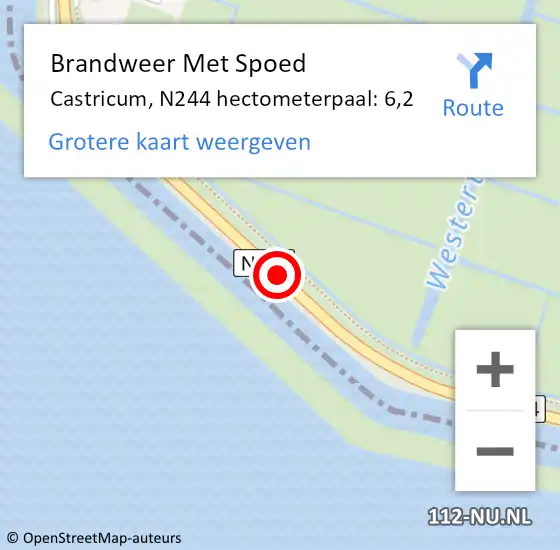 Locatie op kaart van de 112 melding: Brandweer Met Spoed Naar Castricum, N244 hectometerpaal: 6,2 op 20 februari 2022 20:19