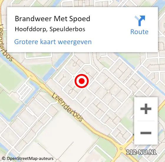 Locatie op kaart van de 112 melding: Brandweer Met Spoed Naar Hoofddorp, Speulderbos op 20 februari 2022 20:22