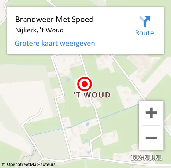 Locatie op kaart van de 112 melding: Brandweer Met Spoed Naar Nijkerk, 't Woud op 20 februari 2022 20:23