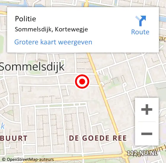 Locatie op kaart van de 112 melding: Politie Sommelsdijk, Kortewegje op 20 februari 2022 20:26