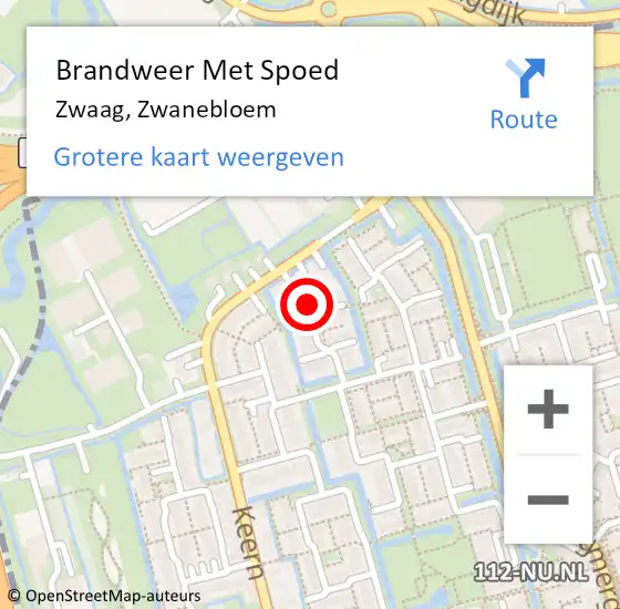 Locatie op kaart van de 112 melding: Brandweer Met Spoed Naar Zwaag, Zwanebloem op 20 februari 2022 20:42