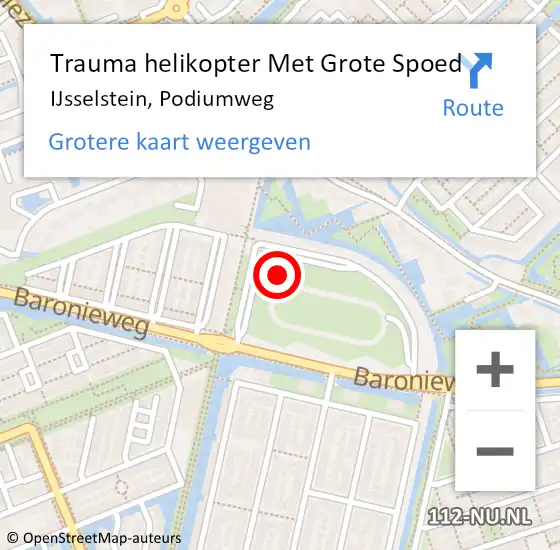 Locatie op kaart van de 112 melding: Trauma helikopter Met Grote Spoed Naar IJsselstein, Podiumweg op 20 februari 2022 20:43