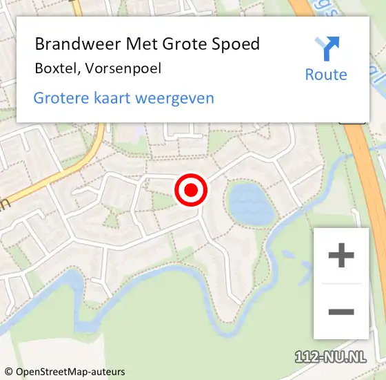 Locatie op kaart van de 112 melding: Brandweer Met Grote Spoed Naar Boxtel, Vorsenpoel op 20 februari 2022 20:44