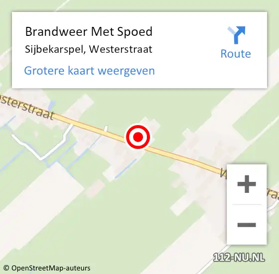 Locatie op kaart van de 112 melding: Brandweer Met Spoed Naar Sijbekarspel, Westerstraat op 20 februari 2022 20:57