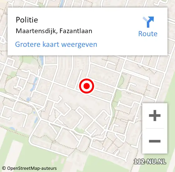 Locatie op kaart van de 112 melding: Politie Maartensdijk, Fazantlaan op 20 februari 2022 21:08