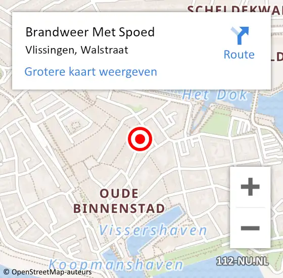 Locatie op kaart van de 112 melding: Brandweer Met Spoed Naar Vlissingen, Walstraat op 20 februari 2022 21:18