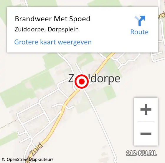 Locatie op kaart van de 112 melding: Brandweer Met Spoed Naar Zuiddorpe, Dorpsplein op 20 februari 2022 21:22